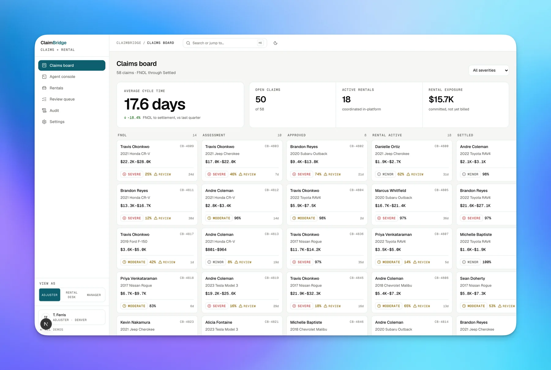 ClaimBridge, light interface