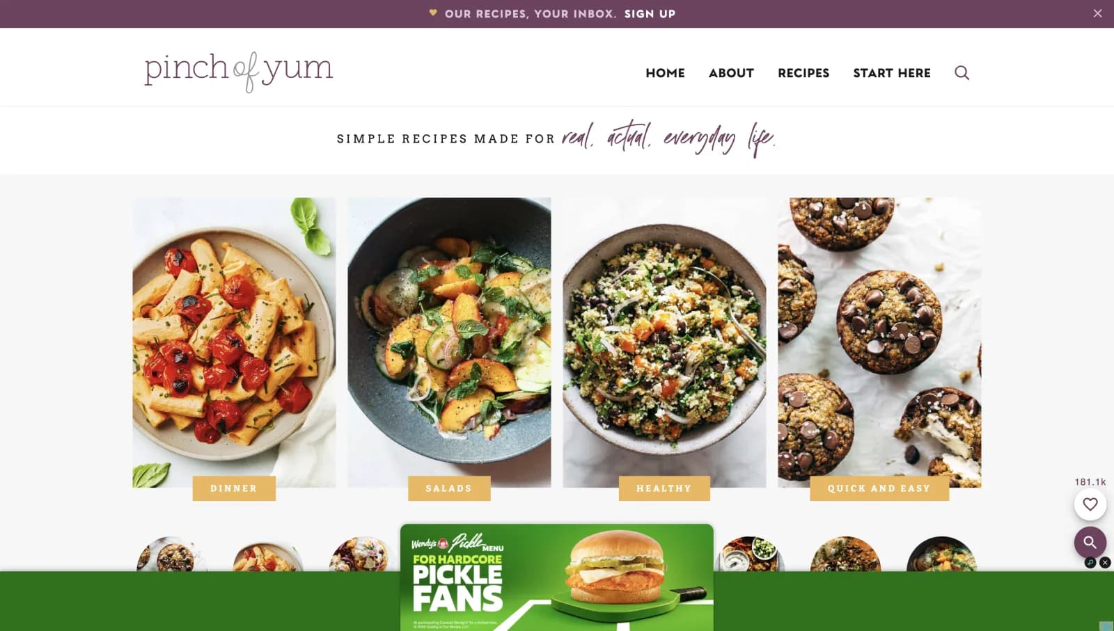 Pinch of Yum website