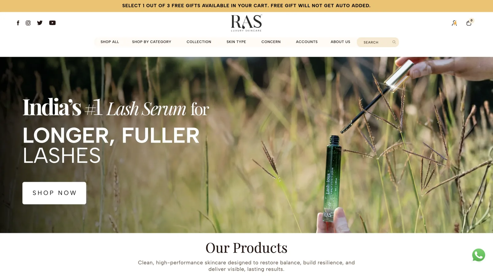 RAS Luxury Oils website