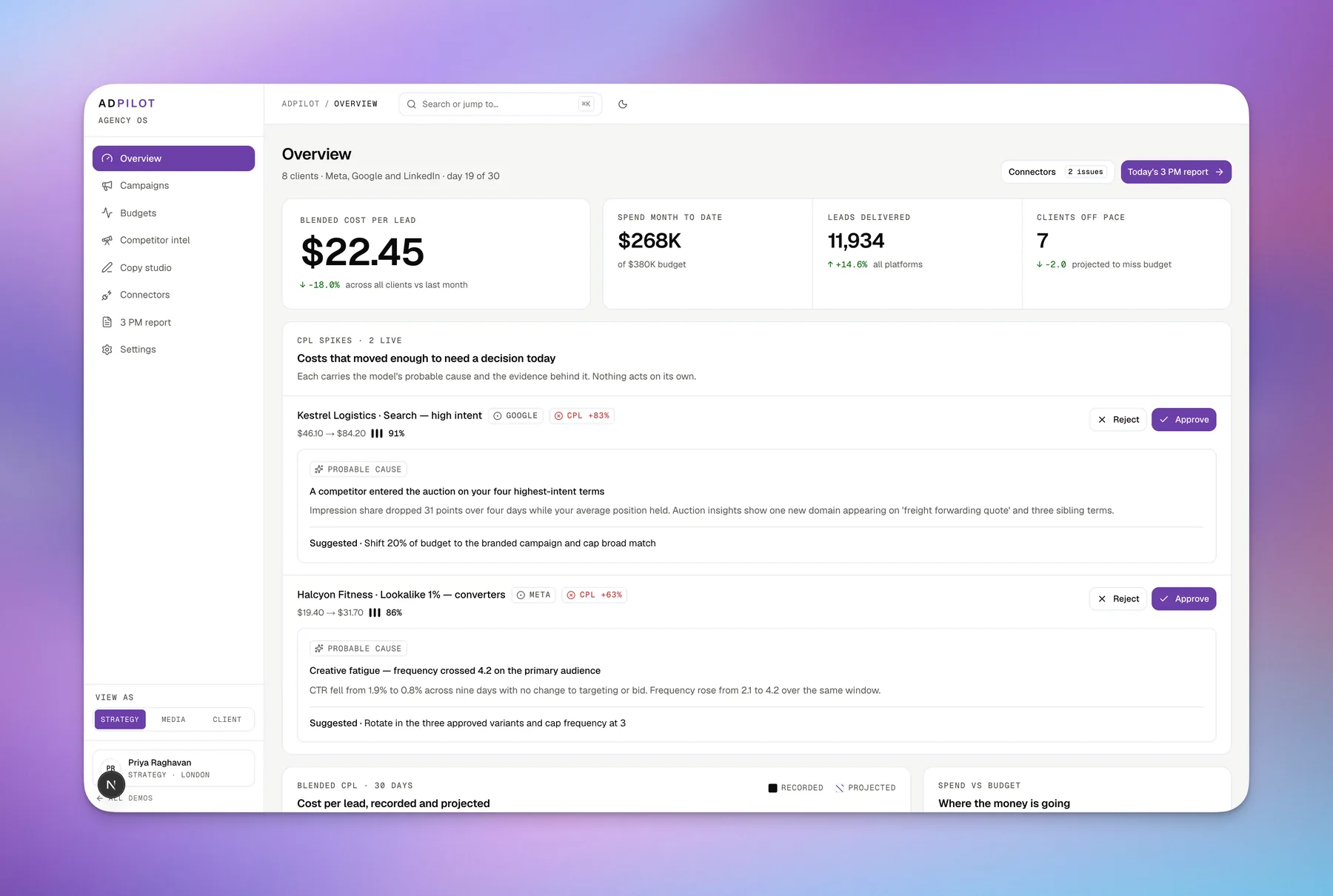 AdPilot, light interface