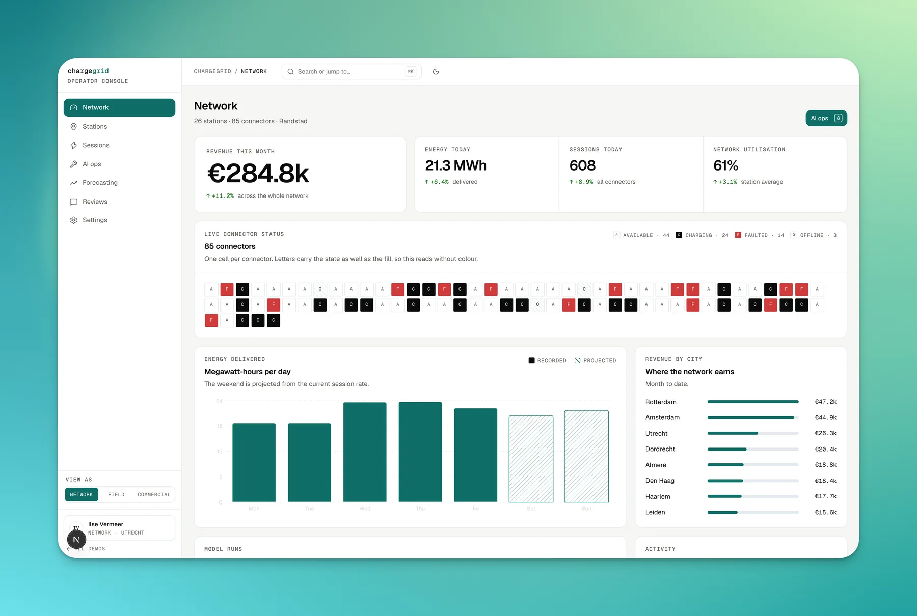 ChargeGrid, light interface